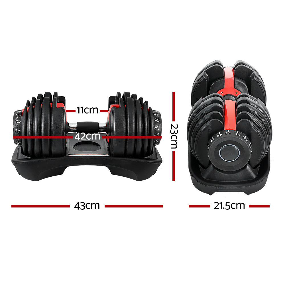 Free Weights: Everfit 24kg Dumbbells Adjustable Dumbbell Weight Plates Home Gym