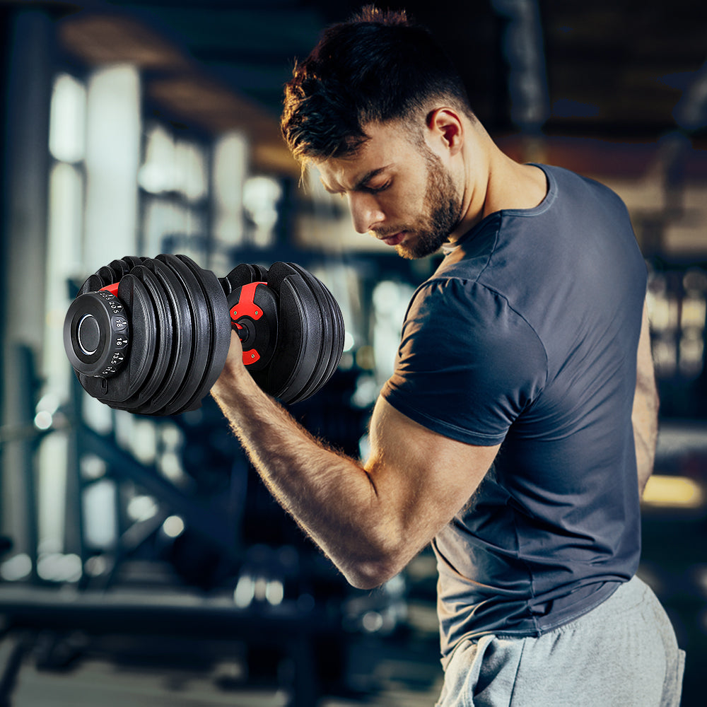 Free Weights: Everfit 24kg Dumbbells Adjustable Dumbbell Weight Plates Home Gym