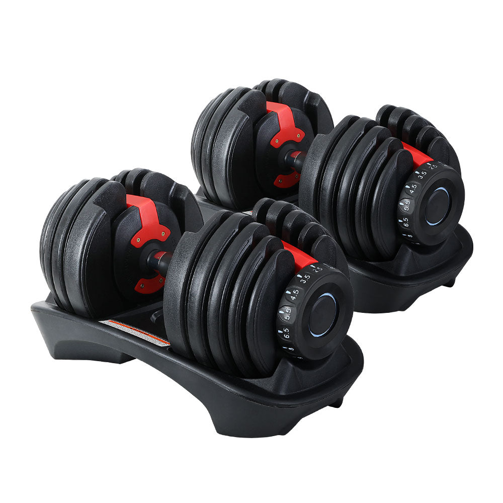 Free Weights: Everfit 24kg Dumbbells Adjustable Dumbbell Weight Plates Home Gym 2pcs