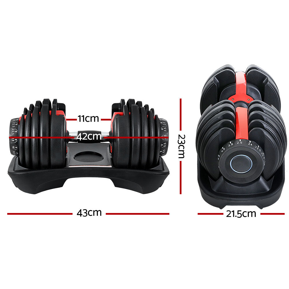 Free Weights: Everfit 24kg Dumbbells Adjustable Dumbbell Weight Plates Home Gym 2pcs