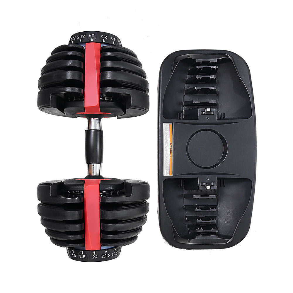 Free Weights: Everfit 24kg Dumbbells Adjustable Dumbbell Weight Plates Home Gym 2pcs