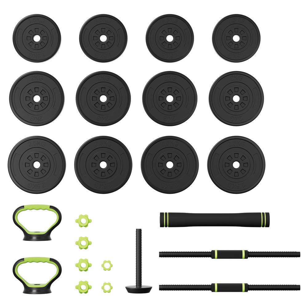Free Weights: Everfit 25kg Adjustable Dumbbells Set Kettle Bell Weight Plates Barbells Gym