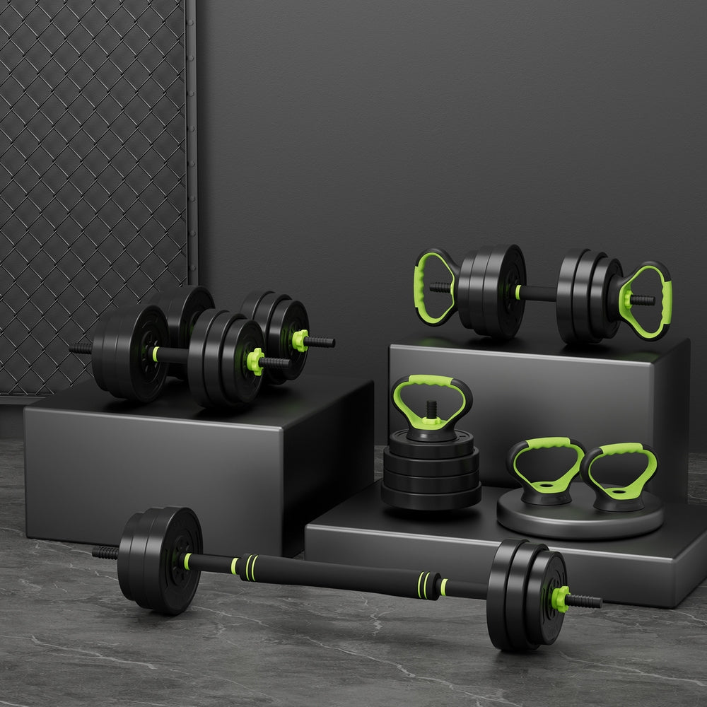 Free Weights: Everfit 25kg Adjustable Dumbbells Set Kettle Bell Weight Plates Barbells Gym