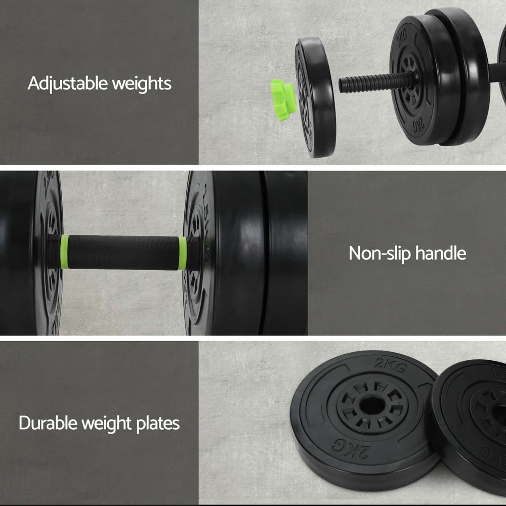 Free Weights: Everfit 25kg Adjustable Dumbbells Set Kettle Bell Weight Plates Barbells Gym