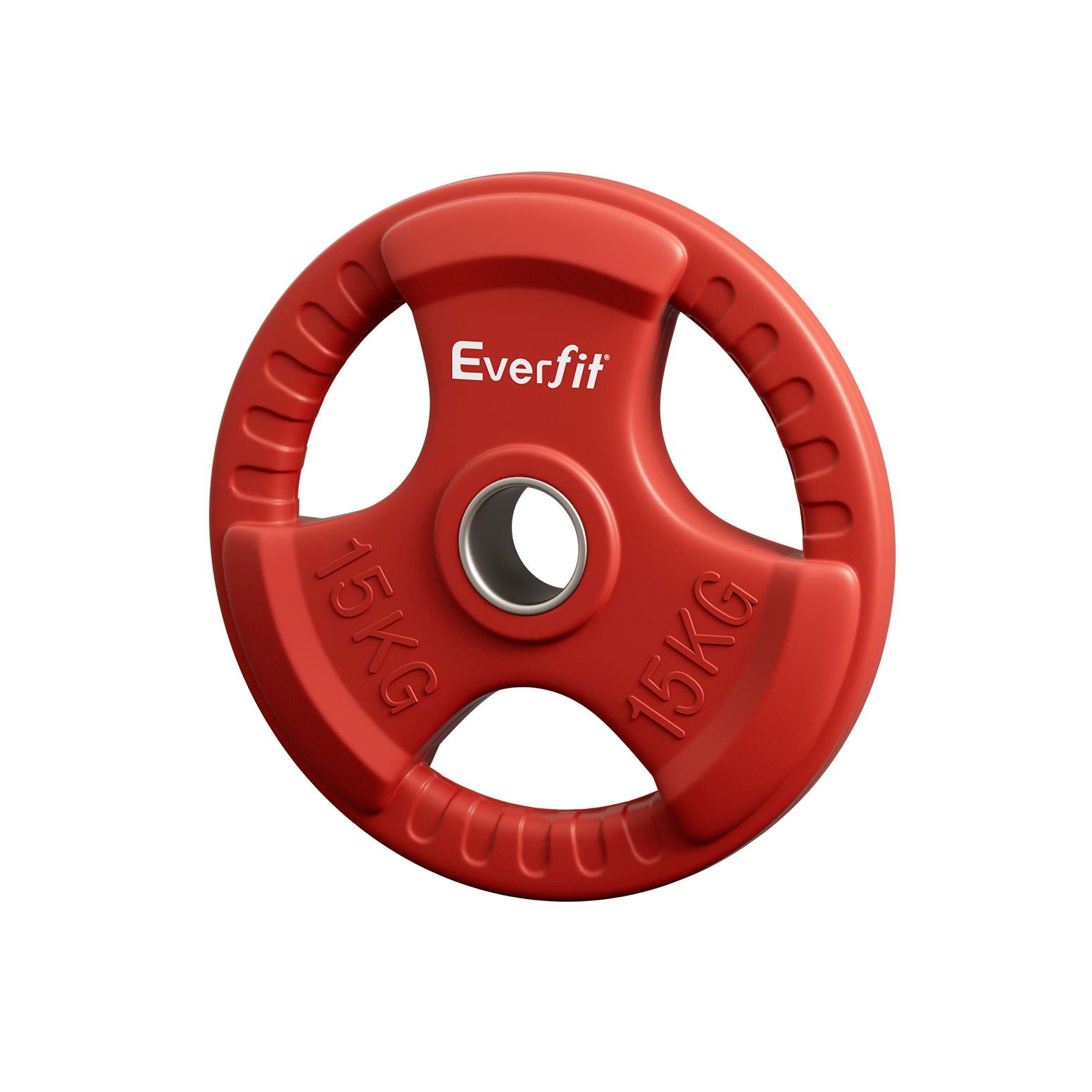 Free Weights: Everfit Weight Plates Olympic 15kg Dumbbell Barbell Plate Weight Lifting Home Gym Red