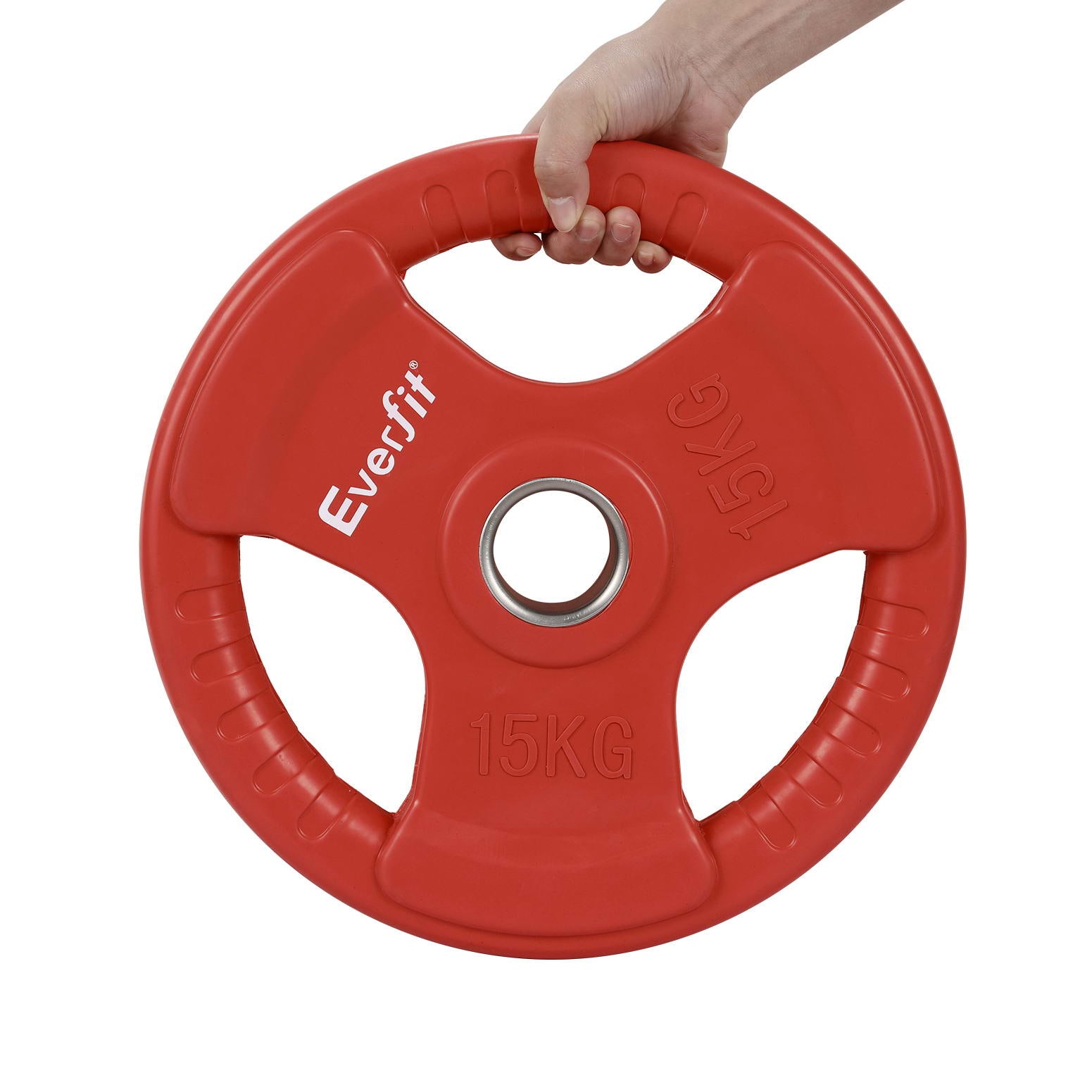 Free Weights: Everfit Weight Plates Olympic 15kg Dumbbell Barbell Plate Weight Lifting Home Gym Red