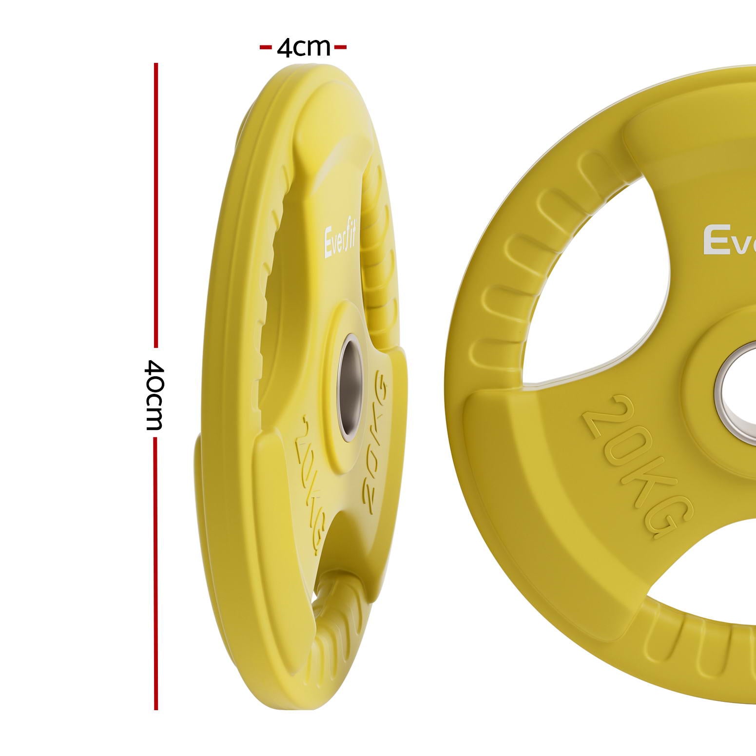 Free Weights: Everfit Weight Plates Olympic 20kg Dumbbell Barbell Plate Weight Lifting Home Gym Yellow