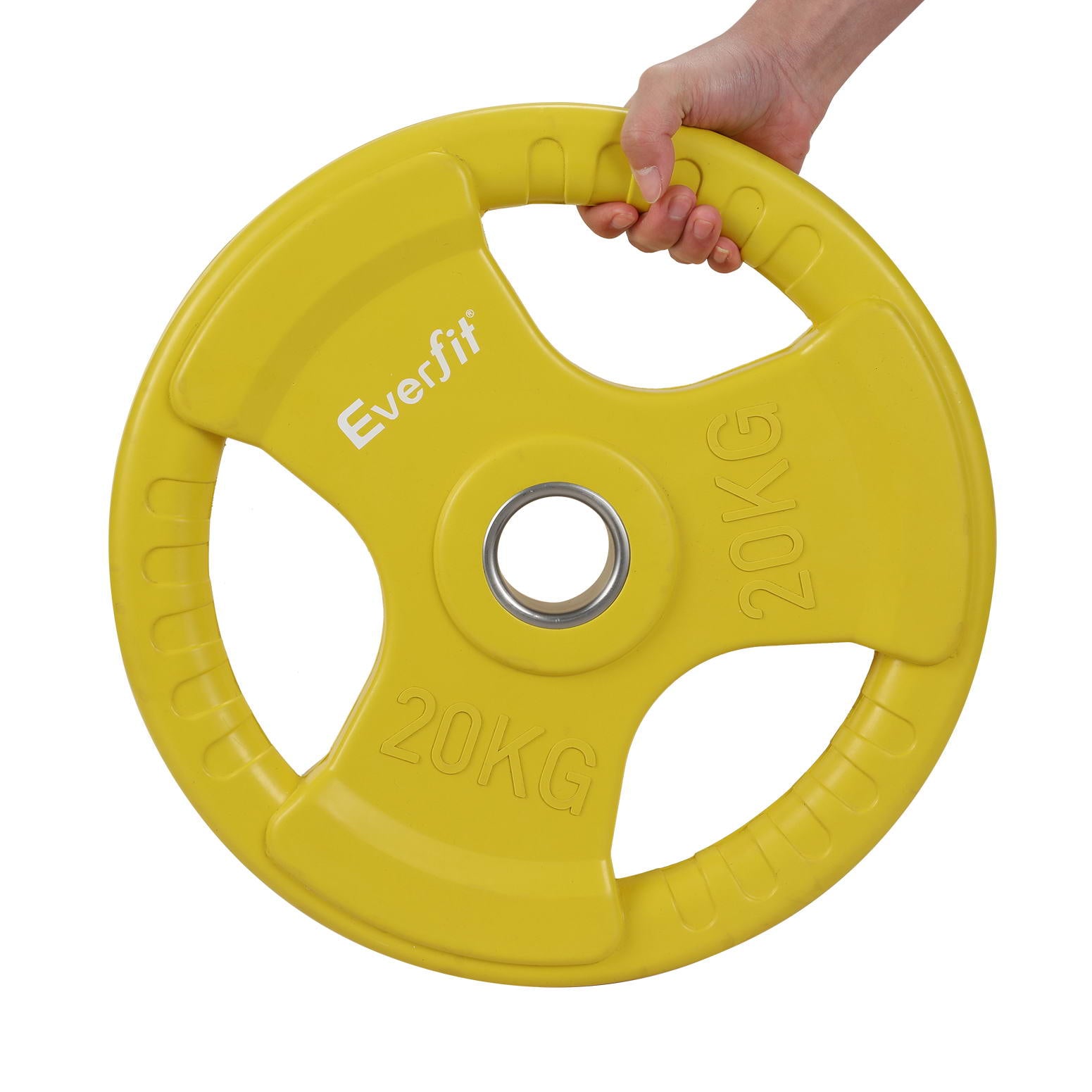 Free Weights: Everfit Weight Plates Olympic 20kg Dumbbell Barbell Plate Weight Lifting Home Gym Yellow