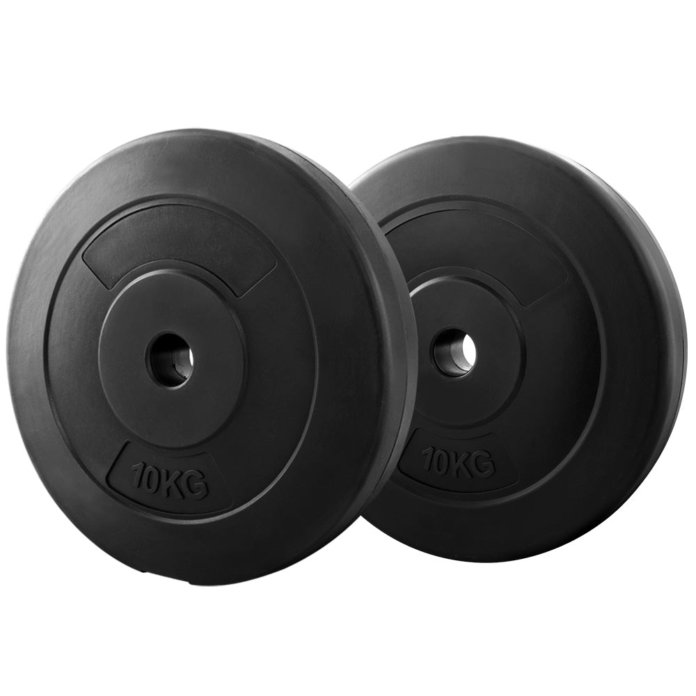 Free Weights: Everfit Weight Plates Standard 2X 10kg Barbell Plate Weight Lifting