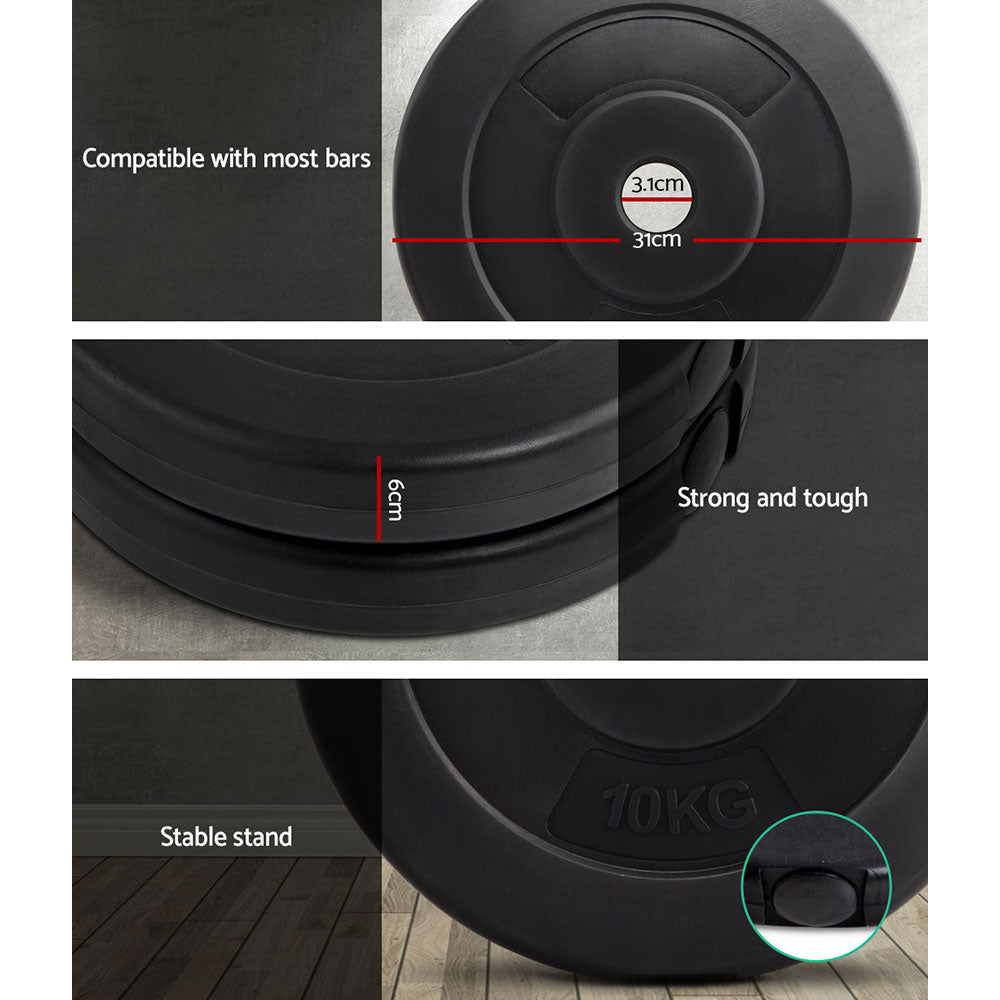 Free Weights: Everfit Weight Plates Standard 2X 10kg Barbell Plate Weight Lifting