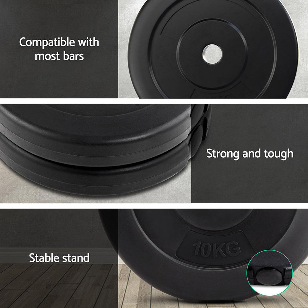 Free Weights: Everfit 50kg Barbell Weight Plates Standard Home Gym Press Fitness Exercise