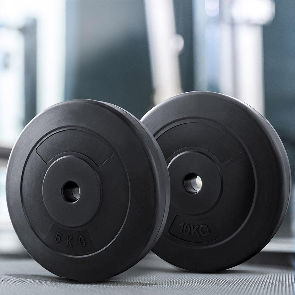 Free Weights: Everfit 50kg Barbell Weight Plates Standard Home Gym Press Fitness Exercise