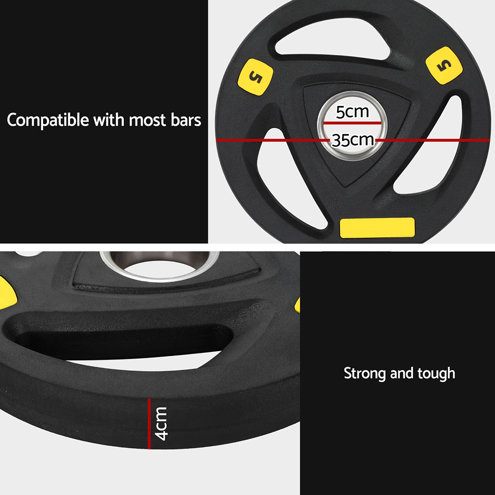 Free Weights: Everfit Weight Plates Olympic 5kg Dumbbells Barbells Plate Weight Lifting Home