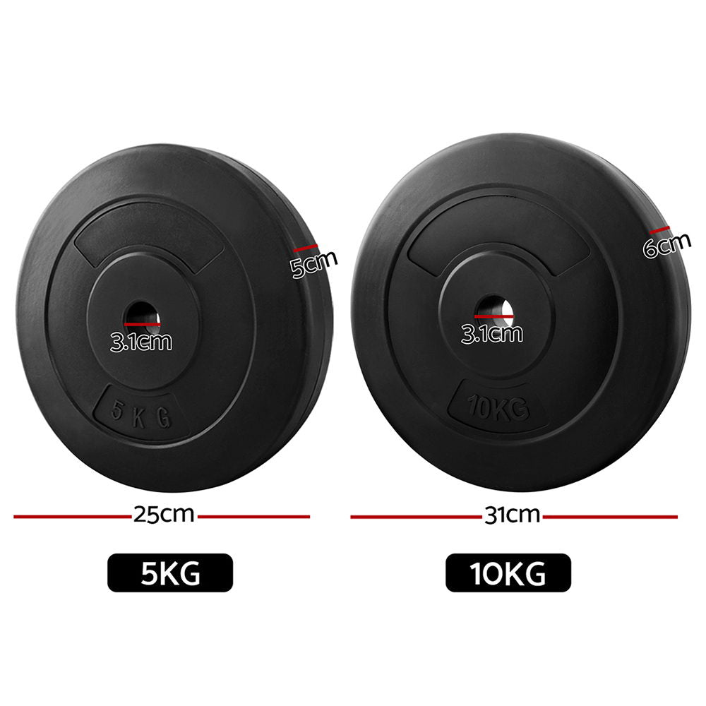 Free Weights: Everfit 70kg Barbell Weight Plates Standard Home Gym Press Fitness Exercise