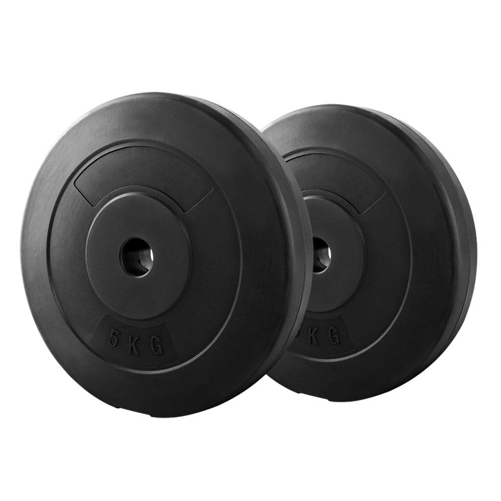 Free Weights: Everfit Weight Plates Standard 2X 5kg Barbell Plate Weight Lifting