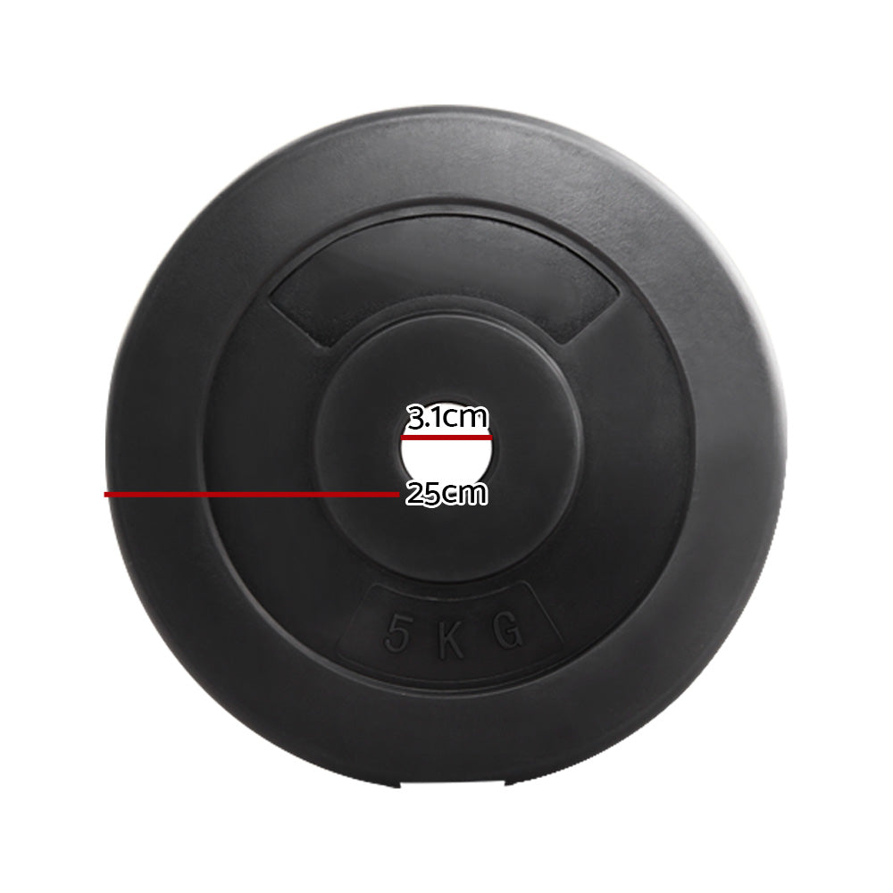Free Weights: Everfit Weight Plates Standard 2X 5kg Barbell Plate Weight Lifting
