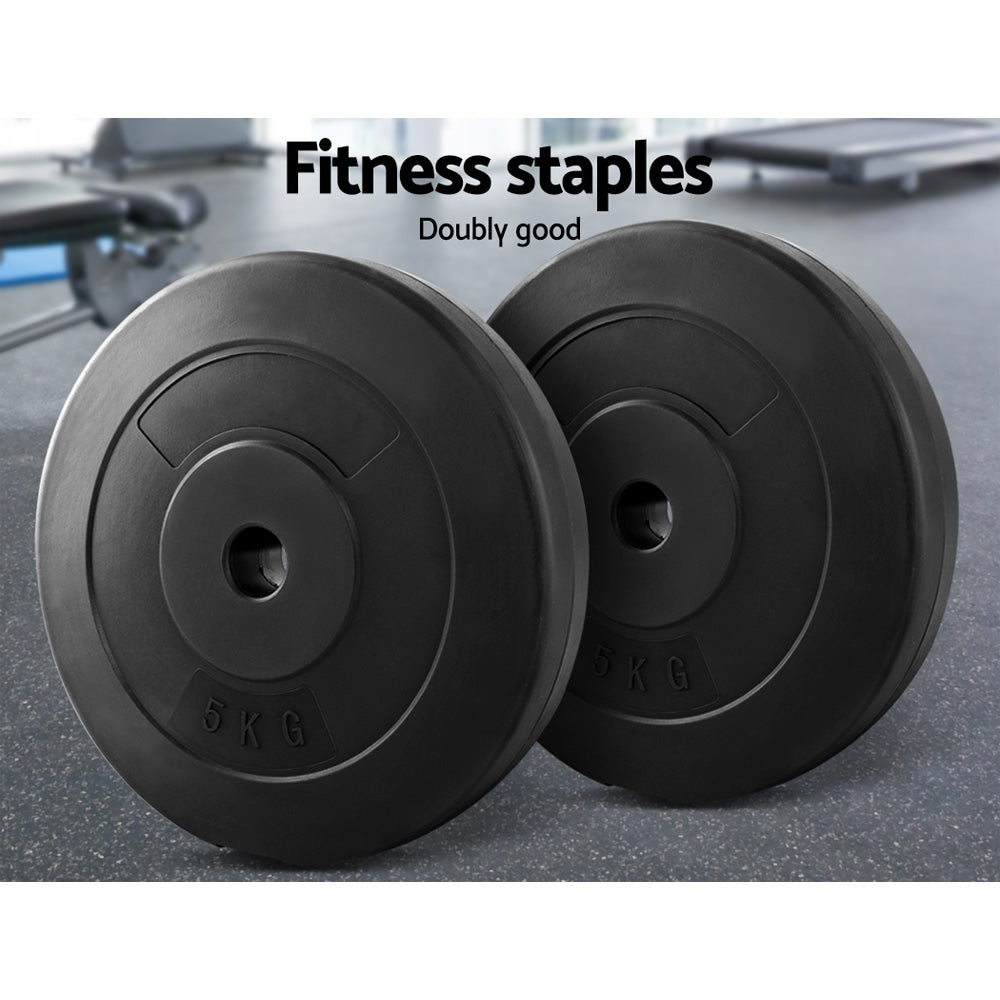 Free Weights: Everfit Weight Plates Standard 2X 5kg Barbell Plate Weight Lifting