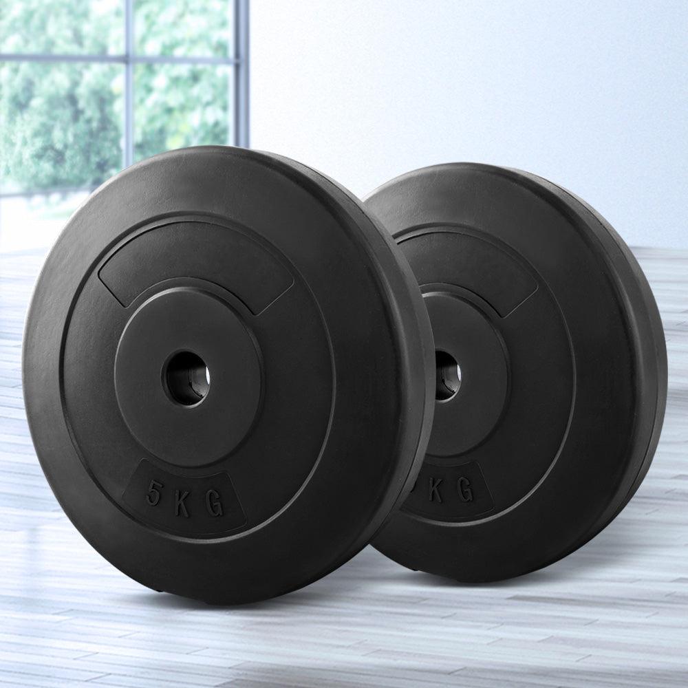 Free Weights: Everfit Weight Plates Standard 2X 5kg Barbell Plate Weight Lifting