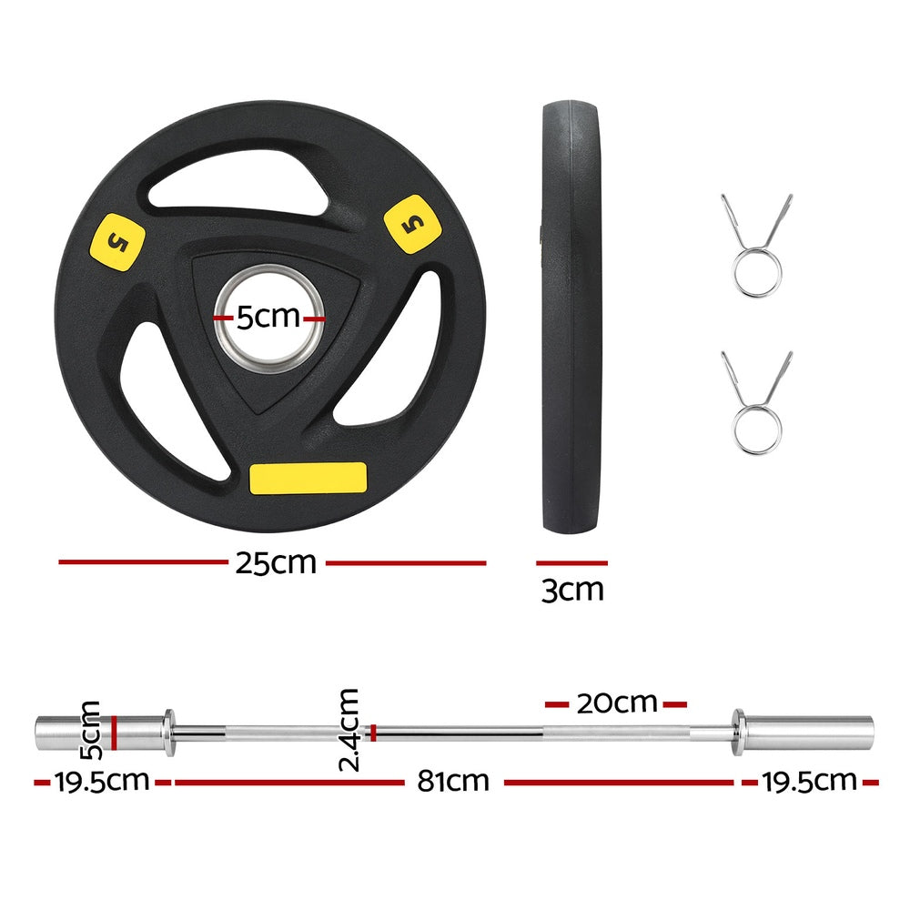 Free Weights: Everfit Barbells Set 16kg 120cm Dumbbells Barbells Plate Weight Lifting Home Gym