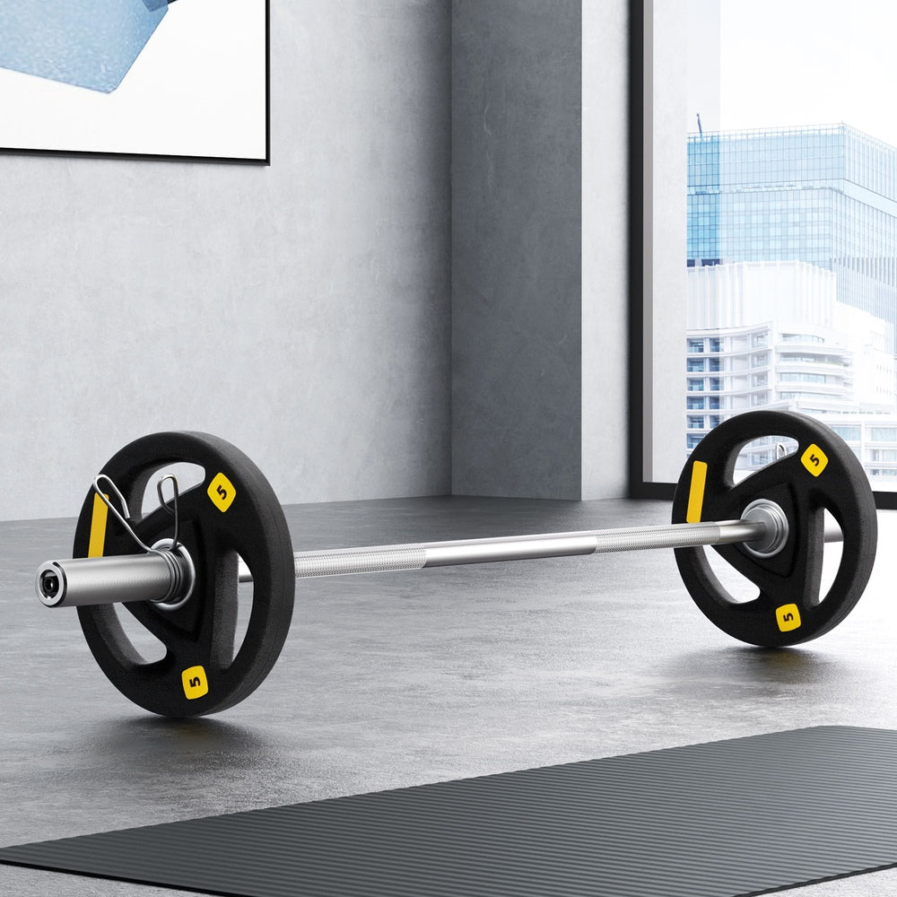 Free Weights: Everfit Barbells Set 16kg 120cm Dumbbells Barbells Plate Weight Lifting Home Gym