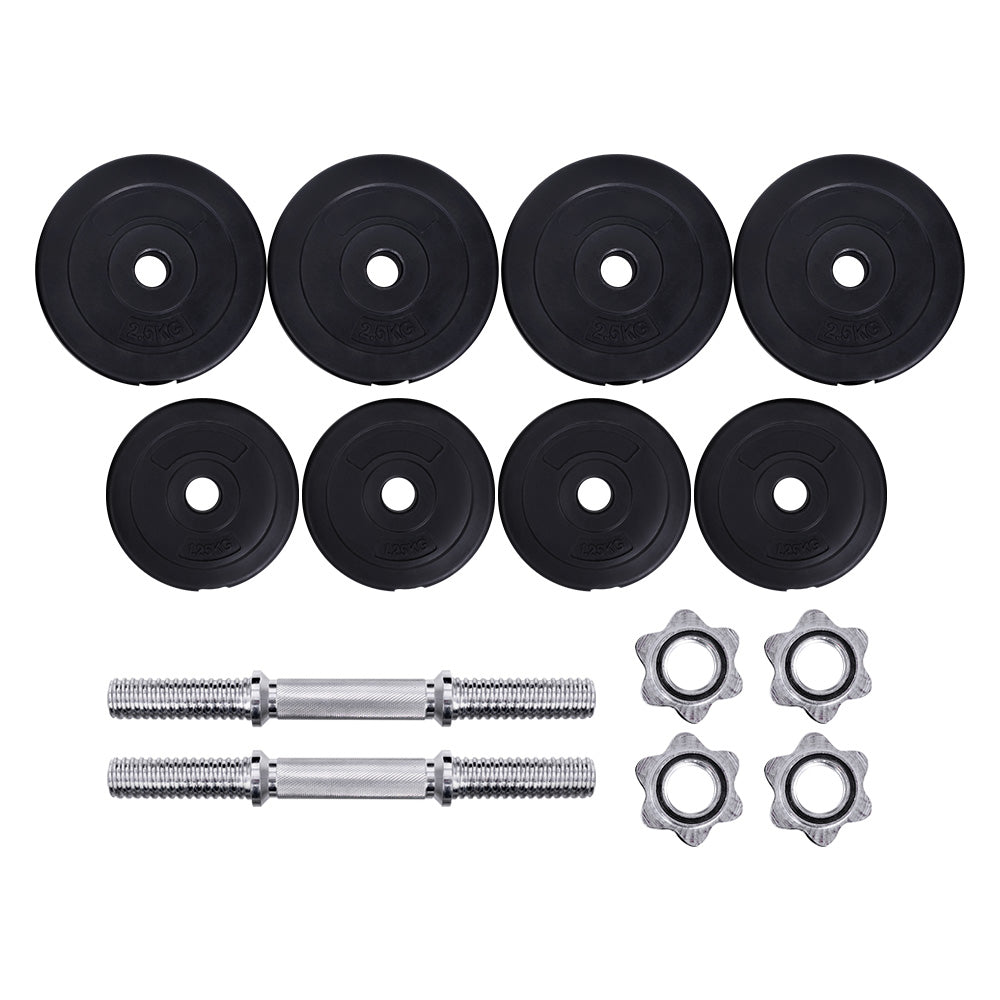 Free Weights: Everfit 20kg Dumbbell Set Weight Plates Dumbbells Lifting Bench