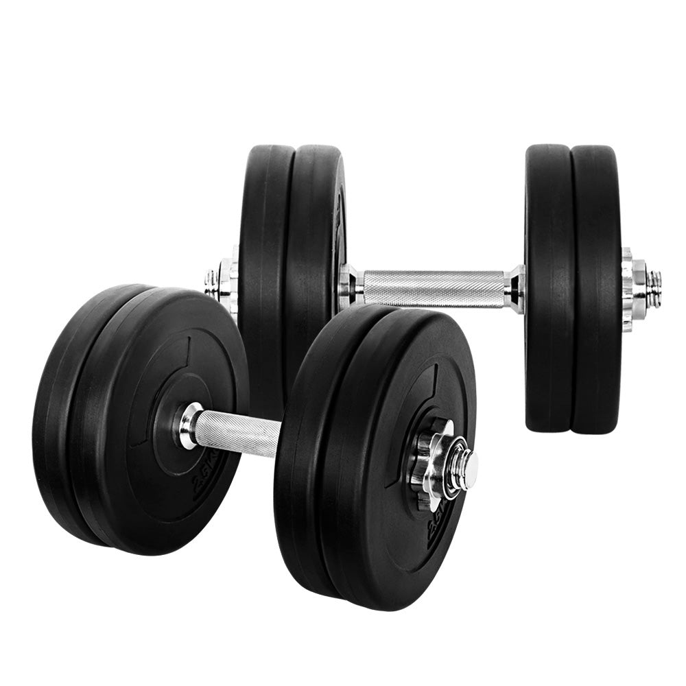 Free Weights: Everfit 25kg Dumbbell Set Weight Plates Dumbbells Lifting Bench