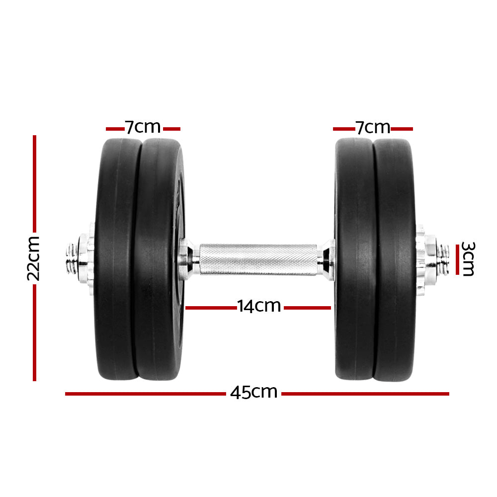 Free Weights: Everfit 25kg Dumbbell Set Weight Plates Dumbbells Lifting Bench