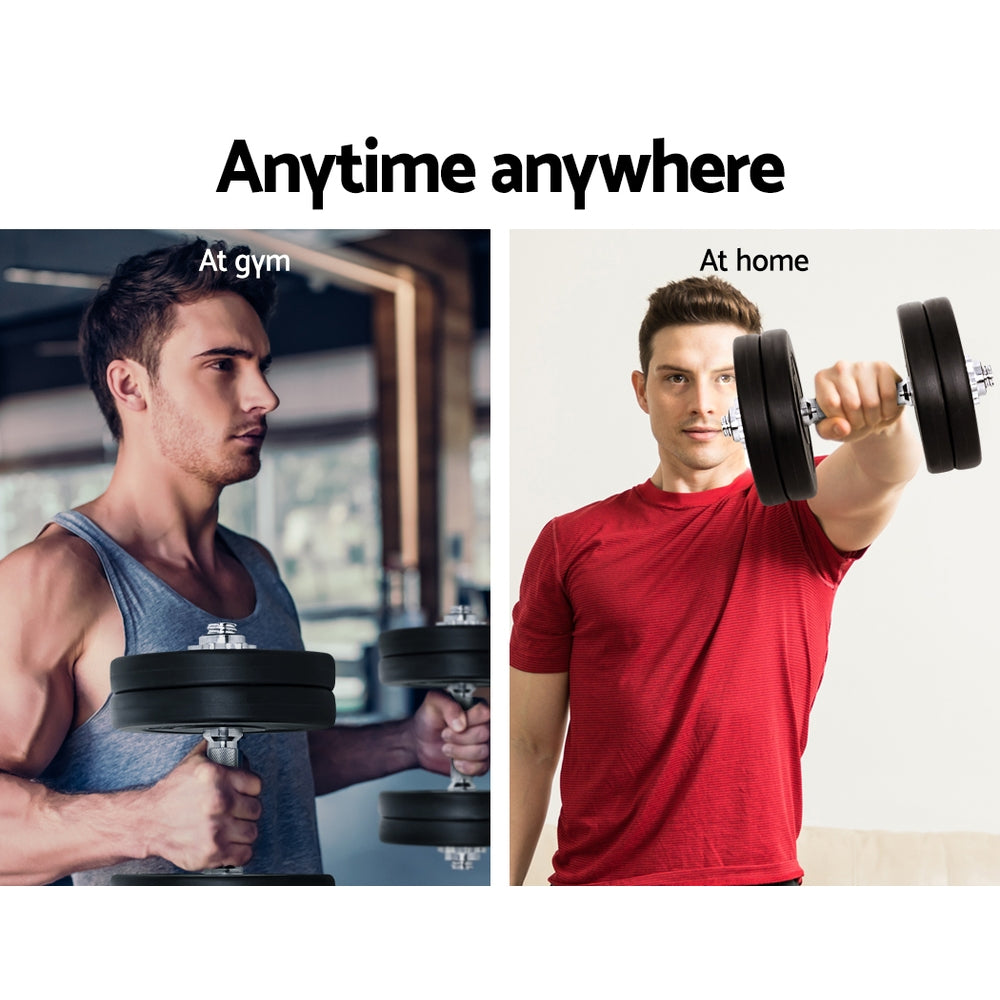 Free Weights: Everfit 25kg Dumbbell Set Weight Plates Dumbbells Lifting Bench