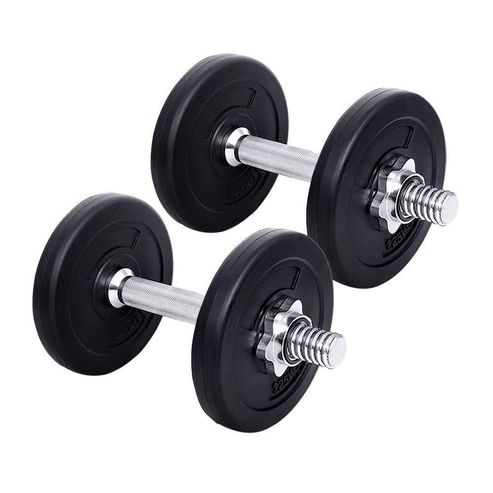 Free Weights: Everfit 10kg Dumbbell Set Weight Plates Dumbbells Lifting Bench