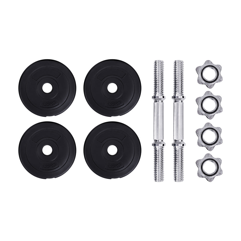 Free Weights: Everfit 10kg Dumbbell Set Weight Plates Dumbbells Lifting Bench