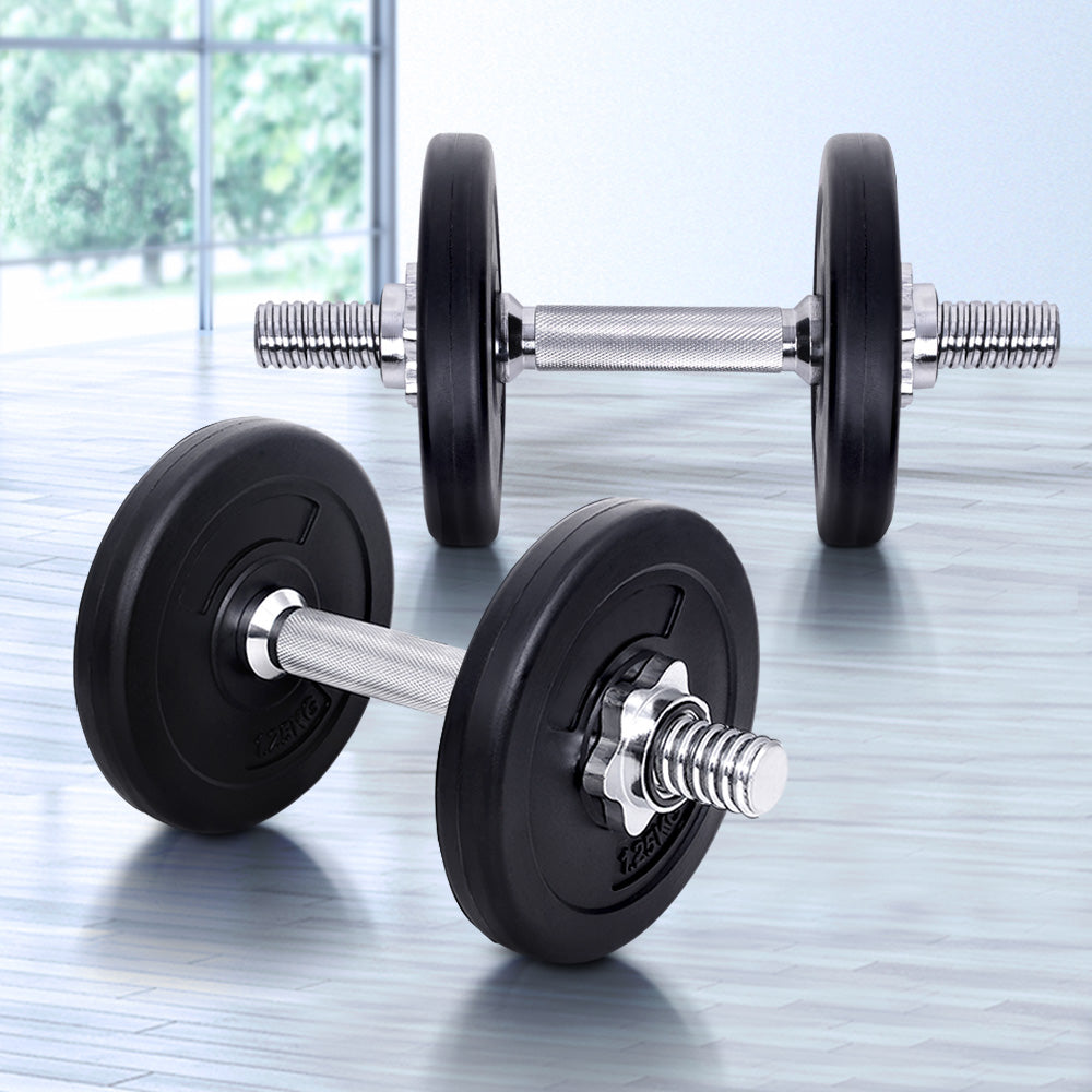 Free Weights: Everfit 10kg Dumbbell Set Weight Plates Dumbbells Lifting Bench