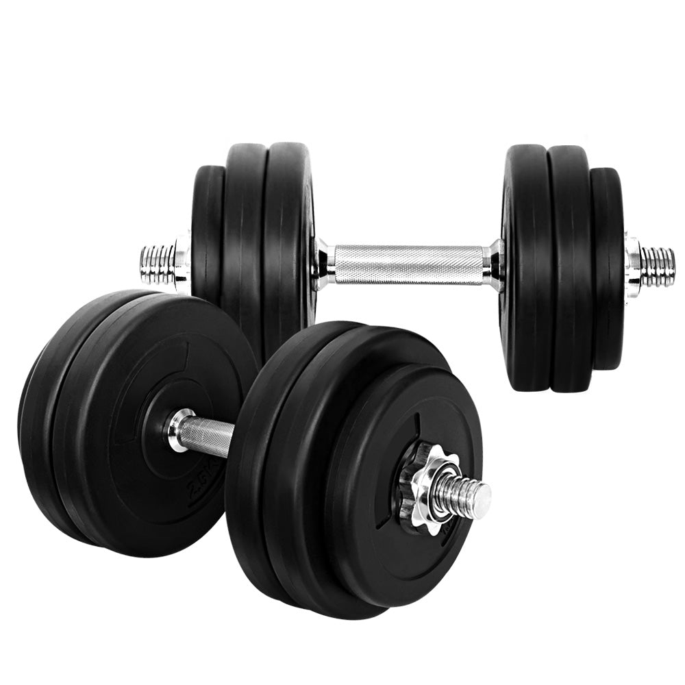 Free Weights: Everfit 30kg Dumbbell Set Weight Plates Dumbbells Lifting Bench