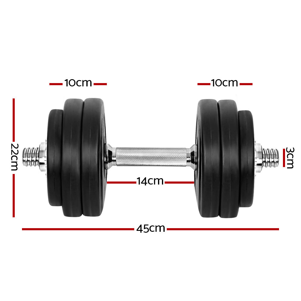 Free Weights: Everfit 30kg Dumbbell Set Weight Plates Dumbbells Lifting Bench
