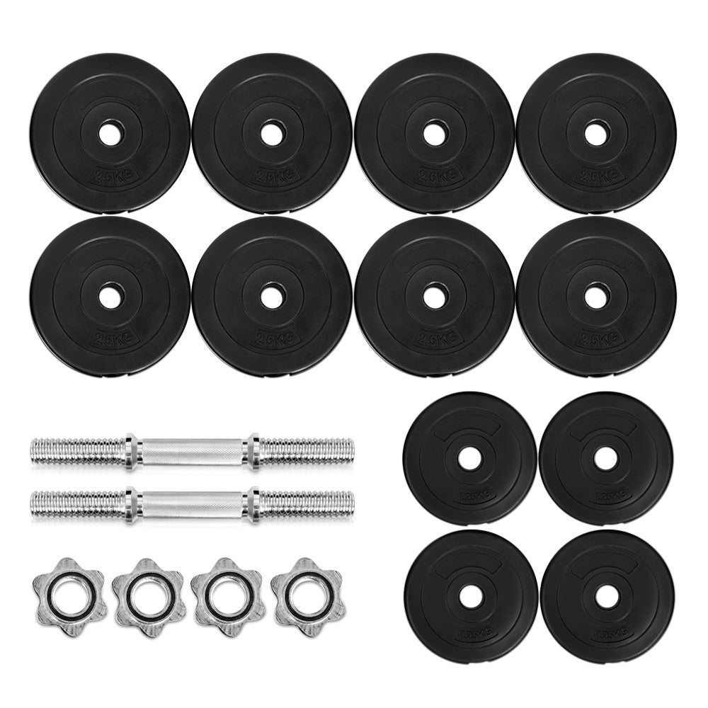 Free Weights: Everfit 30kg Dumbbell Set Weight Plates Dumbbells Lifting Bench