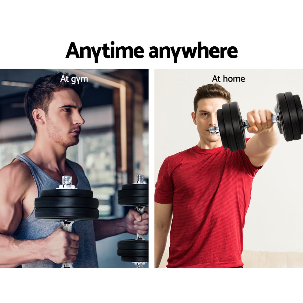 Free Weights: Everfit 30kg Dumbbell Set Weight Plates Dumbbells Lifting Bench