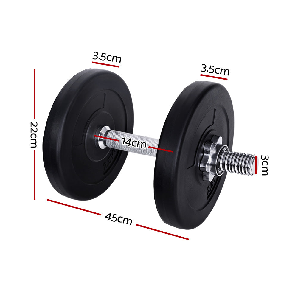 Free Weights: Everfit 15kg Dumbbell Set Weight Plates Dumbbells Lifting Bench