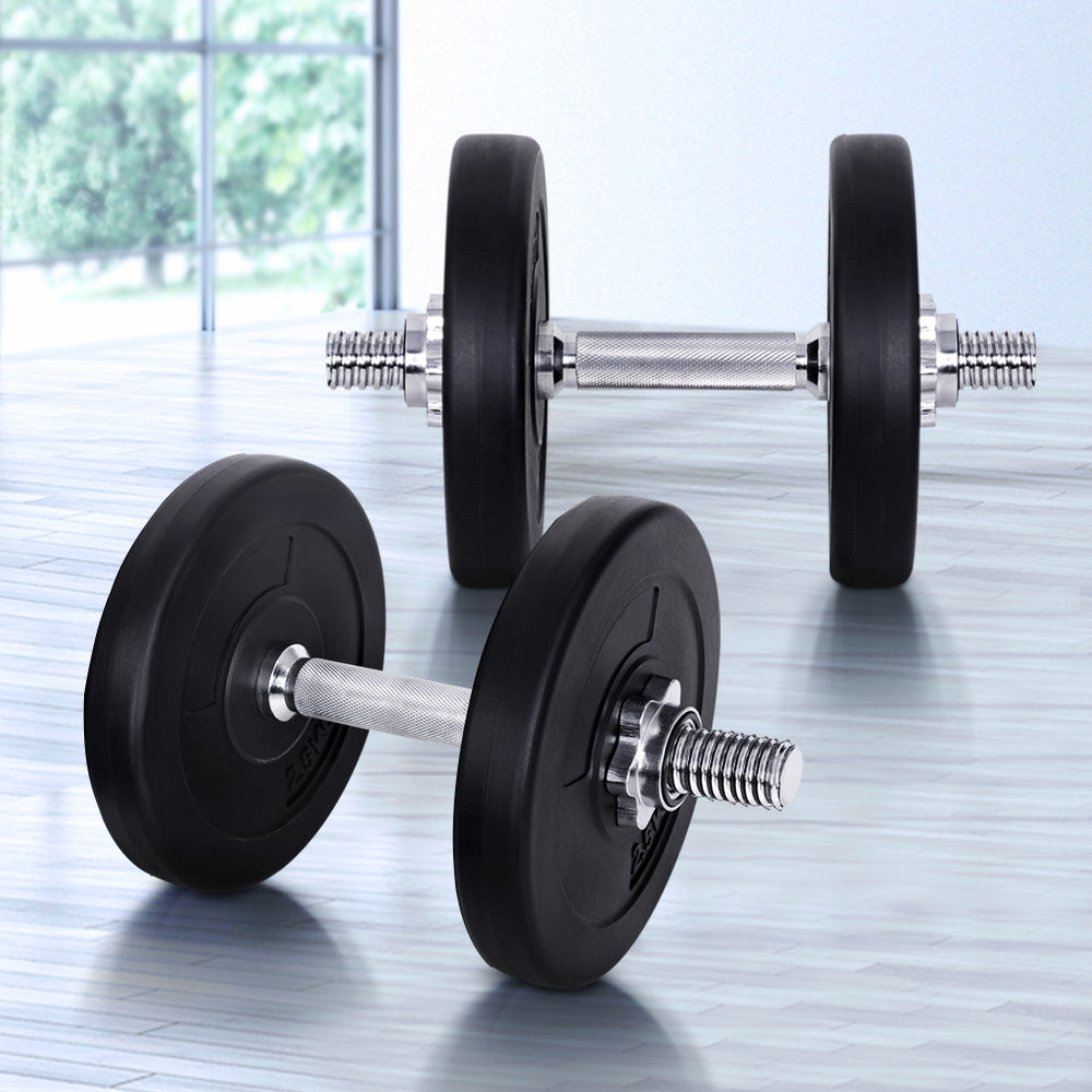 Free Weights: Everfit 15kg Dumbbell Set Weight Plates Dumbbells Lifting Bench
