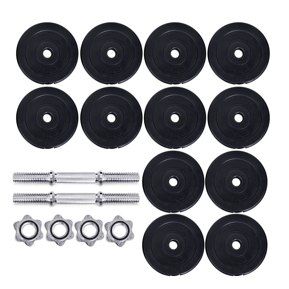 Free Weights: Everfit 35kg Dumbbell Set Weight Plates Dumbbells Lifting Bench