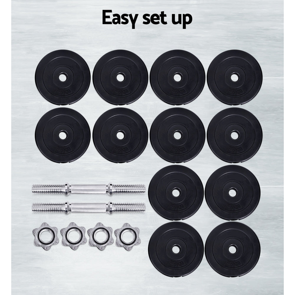 Free Weights: Everfit 35kg Dumbbell Set Weight Plates Dumbbells Lifting Bench