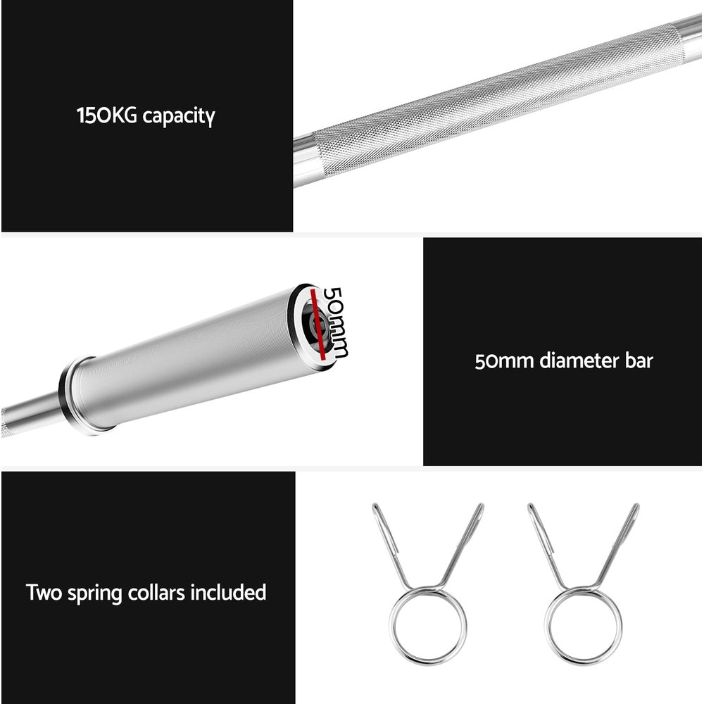 Free Weights: Everfit Barbells Set 36kg 120cm Dumbbell Barbell Plate Weight Lifting Home Gym Red Lifting