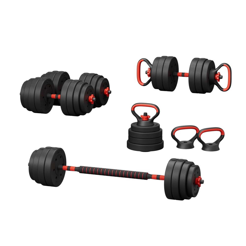 Free Weights: Everfit 40kg Adjustable Dumbbells Set Kettle Bell Weight Plates Barbells Gym