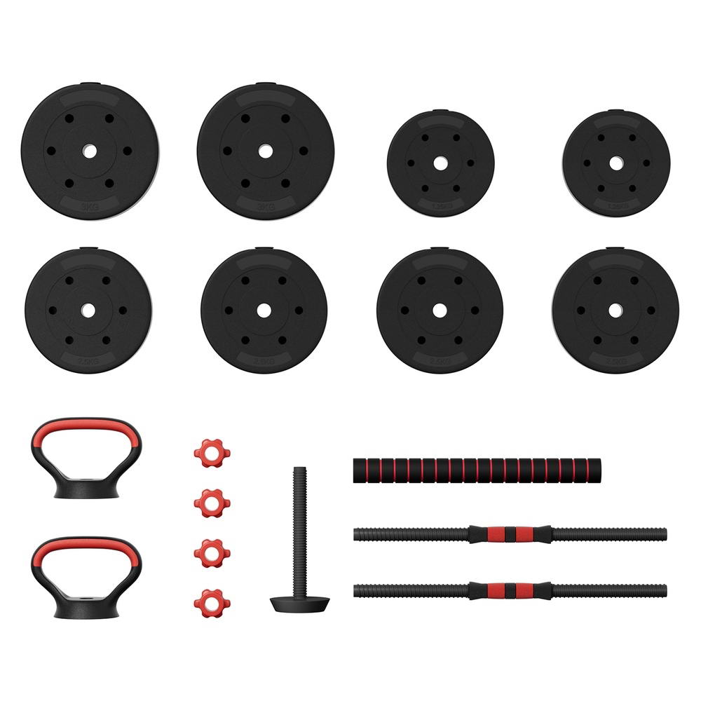 Free Weights: Everfit 40kg Adjustable Dumbbells Set Kettle Bell Weight Plates Barbells Gym