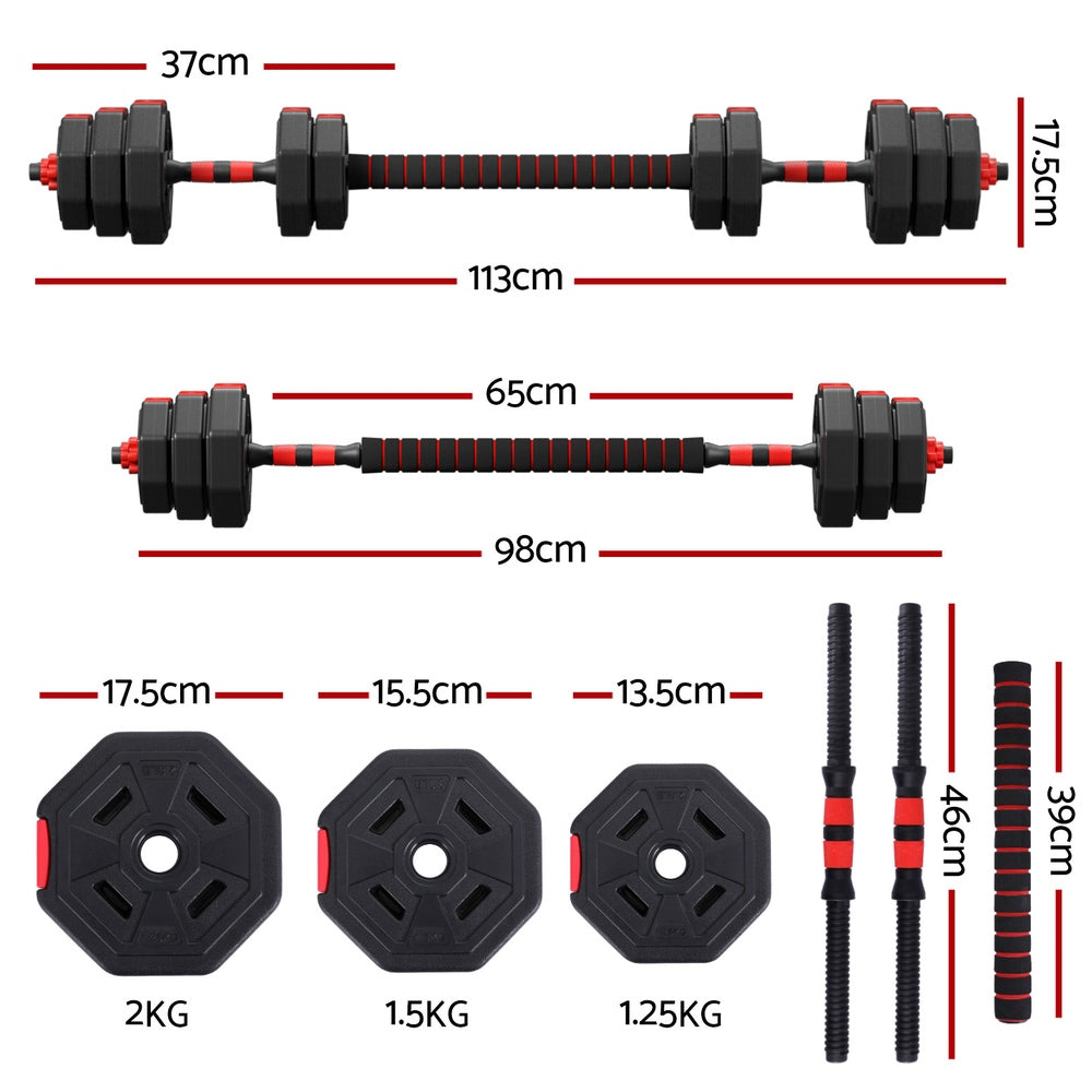 Free Weights: Everfit 20kg Adjustable Dumbbell Barbell Set Weight Plates Home Workout