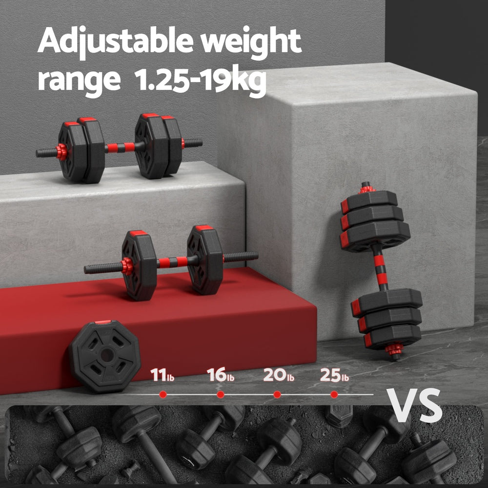Free Weights: Everfit 20kg Adjustable Dumbbell Barbell Set Weight Plates Home Workout