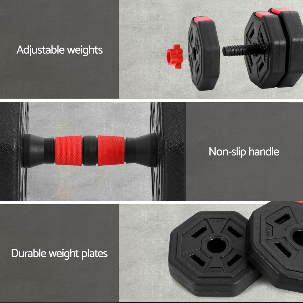 Free Weights: Everfit 20kg Adjustable Dumbbell Barbell Set Weight Plates Home Workout