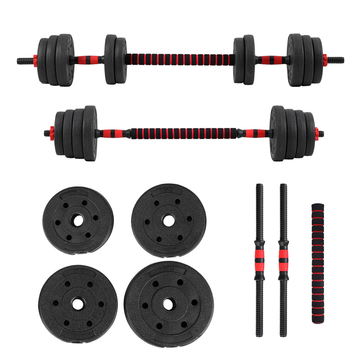 Everfit 30kg Adjustable Dumbbell Set 4in1 Barbell Weight Plates Home Workout