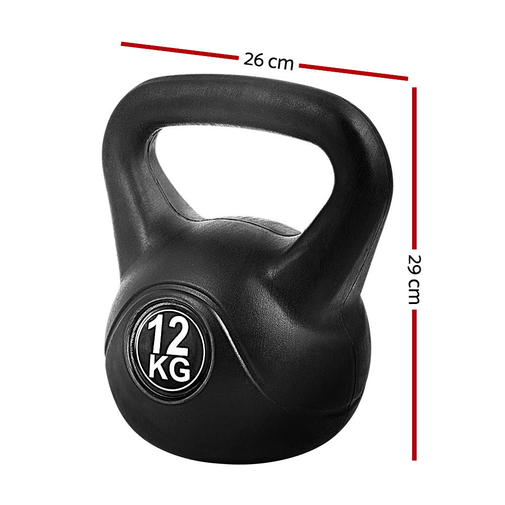 Weightlifting Machines & Racks: Everfit 12kg Kettlebell Set Weight Lifting Bench Dumbbells Kettle Bell Gym Home