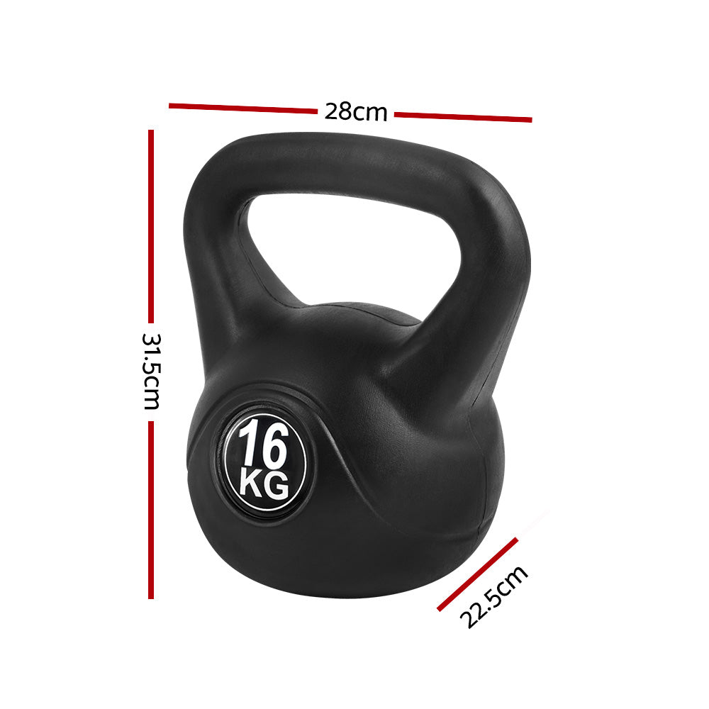 Free Weights: Everfit 16kg Kettlebell Set Weight Lifting Bench Dumbbells Kettle Bell Gym Home
