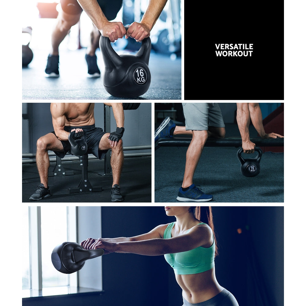 Free Weights: Everfit 16kg Kettlebell Set Weight Lifting Bench Dumbbells Kettle Bell Gym Home