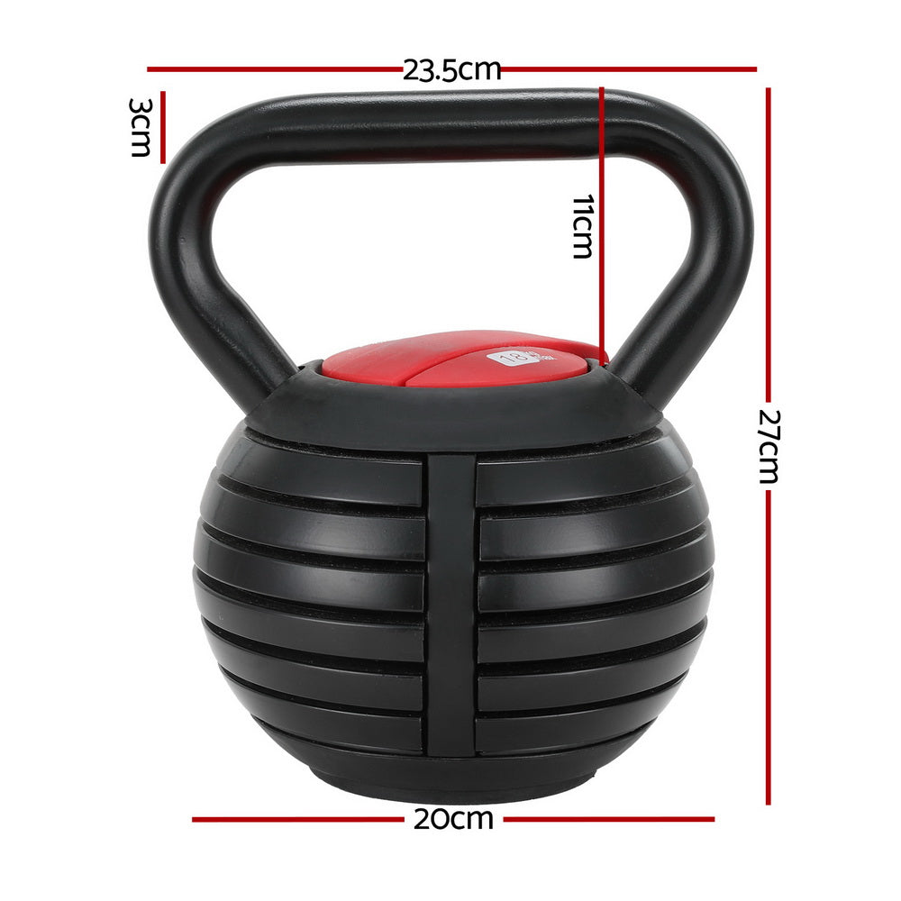 Free Weights: Everfit 18kg Adjustable Kettlebell Set Portable Kettle Bell Weight Dumbbells 10lbs 40lbs